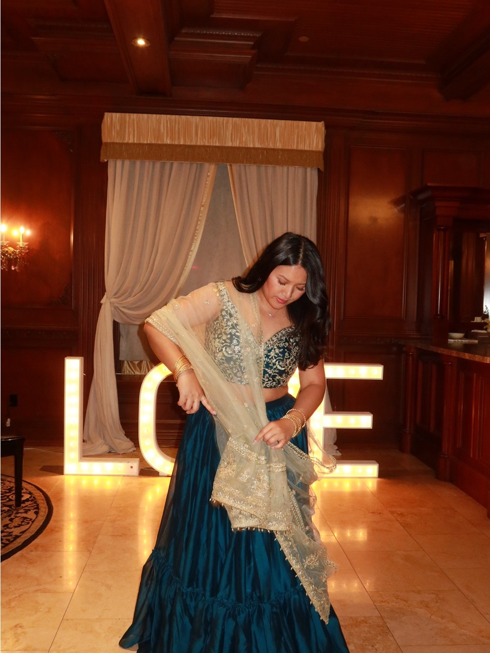 Lashkaara Teal Green Embroidered Crepe Silk Lehenga